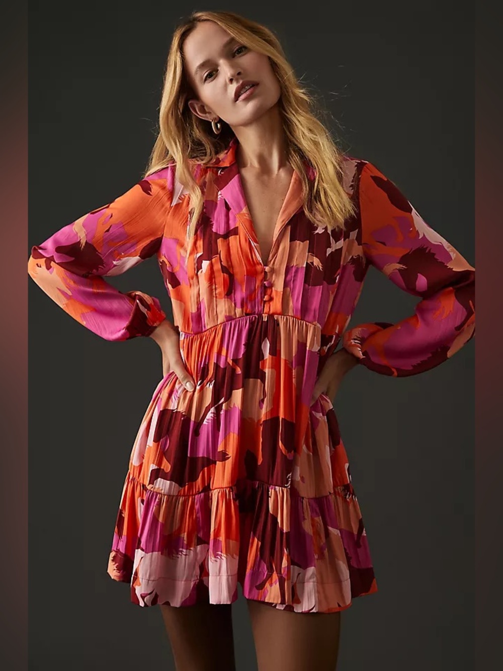 Maeve by Anthropologie Tiered Long-Sleeve Dress